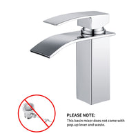 1 x RAW Customer Returns HOMELODY waterfall faucet bathroom, faucet washbasin for bathroom, single lever mixer sink washbasin fittings, ceramic valve, cold and hot water available, bathroom fitting brass chrome-plated - RRP €39.99