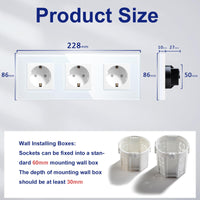 1 x RAW Customer Returns BSEED Schuko socket 3 compartment EU standard Triptych wall socket 16Amp 250V extension sockets crystal glass plate 228mm white - RRP €16.97