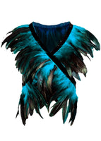 1 x RAW Customer Returns keland Gothic Feather Cape Feather Collar Feather Vest Feathers Wings Women s Shoulder Feather Cape Shoulder Cloak Halloween Maleficent Costume Blue  - RRP €26.21