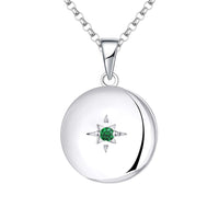 1 x Brand New JO WISDOM Women s Necklace Medallion Photo Pictures Amulet Silver 925, Chain Pendant Polar Star 3A Zirconia May Birthstone Emerald Color, Jewelery for Women - RRP €79.67