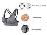 1 x RAW Customer Returns SEGRILA Women s Sports Bra Set Without Underwire Cross Back Yoga Bustier Padded Black, White, Gray XL  - RRP €26.99