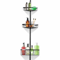 1 x RAW Customer Returns smartpeas telescopic shower shelves without drilling 4 baskets size adjustable from 76 to 280 cm rubberized end caps powder-coated steel with chrome look 2 self-adhesive hooks - RRP €45.04