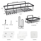 1 x RAW Customer Returns sunvito shower shelves without drilling, 5 pieces, 304 stainless steel shower shelves, 2 pieces, 2 soap dishes shower and 1 tissue holder, shower shelf self-adhesive or drilled for bathroom and kitchen black  - RRP €29.99