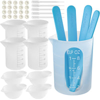 1 x RAW Customer Returns Nicpro Large Silicone Measuring Cup Set, 600 ml 100 ml Mixing Cup, Stirring Sticks, Silicone Cups, Pipettes, Finger Cots for Mixing Epoxy Resin, Molding, Waxing, Jewelry Making Easy to Clean - RRP €16.13