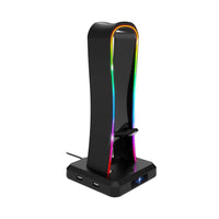 1 x RAW Customer Returns SPIRIT OF GAMER - SENTINEL - RGB multifunction gaming headphone stand - Compatible PC PS4 5 Xbox - 4 USB ports with 1 USB-C cable included - RGB 11 lighting effects - Detachable mouse cable guide - RRP €34.9