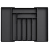 1 x RAW Customer Returns Lifewit Cutlery Tray for Drawers, Expandable Cutlery Tray for Kitchen Drawers, Adjustable Cutlery Tray, Plastic, Cutlery Spoon Forks Knife Holder, Large, Black - RRP €20.16