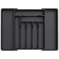 1 x RAW Customer Returns Lifewit Cutlery Tray for Drawers, Expandable Cutlery Tray for Kitchen Drawers, Adjustable Cutlery Tray, Plastic, Cutlery Spoon Forks Knife Holder, Large, Black - RRP €21.12