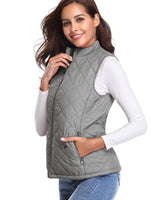 1 x RAW Customer Returns fuinloth women s vest with stand-up collar, quilted vest, lightweight, sleeveless jacket with zipper, pockets, grey M - RRP €35.99