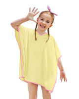 5 x Brand New BesserBay Beach Dress Kids Girls Poncho Towel Bathrobe Swimming Coverup Terry Cloth Yellow Pink 120 - RRP €90.7