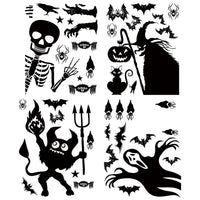 55 x Brand New Halloween window stickers, 4 sheets of cute pumpkin skeleton, ghost witch, bats, spider web sticker, Halloween decoration, window film for Halloween party - RRP €1122.0