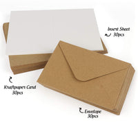 1 x RAW Customer Returns Mocraft 30 Set Vintage Kraft Paper Envelopes Blank Folding Cards with Envelopes White Inserts Recycled Double Cards Envelopes for Greetings Invitation, Natural Brown - RRP €12.1