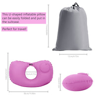 7 x Brand New Idocolors Neck Pillow Inflatable Cooler Fabric Camping Pillow U-shaped Relax Travel Pillow Portable Neck Support Pillow for Airplane, Office Sleep, with Bag, Eye Mask and Ear Plugs - RRP €81.76