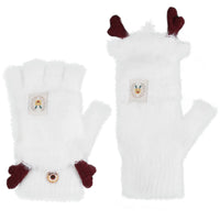 1 x Brand New mciskin Fingerless Gloves for Women, Fingerless Gloves with Lid Convertible Mittens, Winter Gloves Half Finger Gloves Convertible Mittens for Adults, Teens, Elk Fingerless Gloves - RRP €24.0