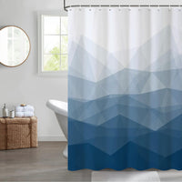 1 x RAW Customer Returns MIRRORANG 140x180cm Blue Fabric Shower Curtain Marine Ombre Geometric Mountain Shower Curtain for Bathroom Waterproof Polyester Fabric Set with Hooks - RRP €20.4