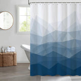 1 x RAW Customer Returns MIRRORANG 140x180cm Blue Fabric Shower Curtain Marine Ombre Geometric Mountain Shower Curtain for Bathroom Waterproof Polyester Fabric Set with Hooks - RRP €20.4