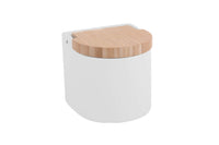 1 x RAW Customer Returns KOOK TIME salt jar with lid Salt container for the kitchen, ceramic Salt pot with lid Salt barrel with hinged lid made of natural, environmentally friendly bamboo Dimensions 11.7 x 11.5 x 11.3 cm, white - RRP €21.68