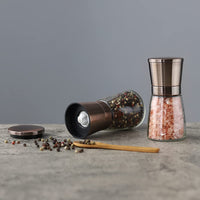 1 x RAW Customer Returns Vzaahu Salt and Pepper Mills Set of 2 with Ceramic Core, Cinnamon, Adjustable Coarseness, Color Copper, Portable, Refillable Spice Mills, Birthday in the Kitchen, Housewarming Gifts - RRP €16.99