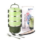 1 x RAW Customer Returns SANQIAHOME 4 Layers Multi-layer Stackable Stainless Steel Lunch Box, Leak-proof, Green - RRP €30.9