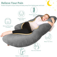 1 x RAW Customer Returns Chilling Home Pregnancy Pillow J Shape, Side Sleeper Pillow with Cover J Pillow Nursing Pillow Large Positioning Pillow, Pillow for Women and Side Sleepers Light Black, Velvet  - RRP €38.4