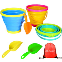 6 x Brand New Holady Folding Bucket Set, Collapsible Bucket, Sand Pail and Sand Shovels, Multi-Purpose Collapsible Bucket for Beach, Camping Gear, Water and Food Pitcher, Bowls for - RRP €136.8