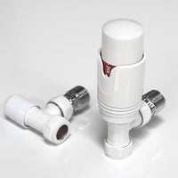 1 x RAW Customer Returns WITEN NOCK valves for radiators, thermostatic valves set, flow and return screw connection 1 2 inch for heating, side connection, white, angle valves, corner installation - RRP €24.19