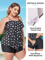 9 x Brand New Summer Mae Women s Tankini Large Sizes Flounces Swimsuit with Swim Shorts Plus Size Swimwear Black Dots 3XL - RRP €208.62