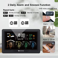 1 x RAW Customer Returns KETOTEK Wireless Radio Weather Station with 3 Outdoor Sensors Indoor Outdoor 7.5 VA LCD Digital Thermometer Hygrometer Barometer DCF, Alarm Clock, Weather Forecast, Moon Phase, Sunrise and Sunset Time - RRP €65.99