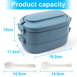 1 x RAW Customer Returns OITUGG lunch box 2 levels - 1550ml lunch box for adults - lunch box with 3 compartments and cutlery, BPA free, microwave safe, dishwasher safe, 19 x 12 x 12cm, light blue - RRP €15.71