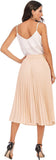 1 x RAW Customer Returns DRESSTELLS Women s Pleated Skirt Chiffon Casual Beach Skirt Maxi Long Pleated Skirt Champagne L - RRP €35.99