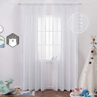 1 x RAW Customer Returns MIULEE Curtains with Pompoms - Pretty White Transparent Curtains for Children s Room Girls, 2 Pieces Curtain with Pompoms for Girls Room, Transparent Curtain with Pompoms, Each H 280 XW 140cm - RRP €34.27