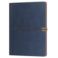 1 x RAW Customer Returns FYY notebook binder A5, A5 leather notebook ring binder refillable, 6-ring A5 notebook refillable leather binder for writing, planning, traveling, as a diary or sketchbook E-blue  - RRP €15.12