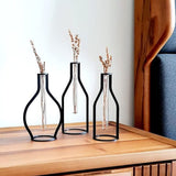 1 x RAW Customer Returns Generic MB Living metal glass vase set of 3, vase for pampas grass, metal frame, black, table decoration, glass vase, modern vintage flower vase, decoration for living room, bedroom or kitchen - RRP €30.16