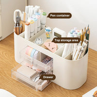 7 x Brand New MOERAE Desk Organizer, Multifunctional Desk Organizer, Plastic Pencil Pot Container Organizer, Pen Holder Desk Office Organizer, Pen Pot for Office Home School White  - RRP €70.49