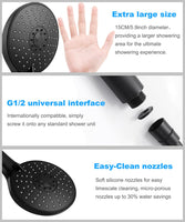 1 x RAW Customer Returns Shower head, NEUFLY hand shower large shower head with stainless steel hose water-saving pressure-increasing shower head chrome universal shower head - 7 modes shower black - RRP €29.99