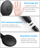 1 x RAW Customer Returns Shower head, NEUFLY hand shower large shower head with stainless steel hose water-saving pressure-increasing shower head chrome universal shower head - 7 modes shower black - RRP €29.99