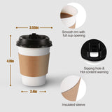 1 x Brand New WUHUIXOZ 120 Sets 340ml Paper Coffee Cup with Black Dome Lid and Kraft Paper Sleeve, Medium Grande - RRP €25.0