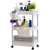 1 x RAW Customer Returns DOEWORKS Kitchen Trolley Slim Storage Trolley, 3 Tier Trolley with Wheels and 3 Hanging Cups, Multi-Purpose Storage Rack for Kitchen Bathroom Bedroom Office, White - RRP €29.26