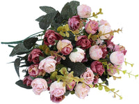 1 x RAW Customer Returns Doolitt Fake Flowers for Decorations, 21 Artificial Flower Heads, 2 Bouquets Artificial Flowers for Decorations, Weddings and Homes, Fake Flower for Cemetery Pink  - RRP €13.99