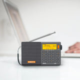 1 x RAW Customer Returns XHDATA D-808 Portable Digital Radio FM Stereo SW MW LW SSB RDS Air Band Multi-Band Radio Speaker with LCD Display Alarm Clock External Antenna and 2000 mAh Chargeable Battery Gray  - RRP €88.58