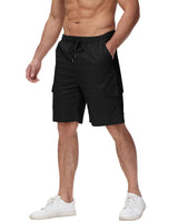 1 x RAW Customer Returns YAOHUOLE Cargo Shorts for Men Elastic Bermuda Men Work Military Outdoor Multi Pockets Black M Large size - RRP €36.4