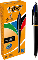 1 x RAW Customer Returns BIC 4 Colors Ballpoint Pen Set 4 Colors Pro, with black barrel, pack of 12, refillable, ideal for the office, home office or school - RRP €23.23