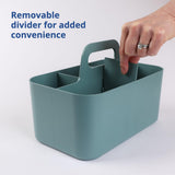 1 x RAW Customer Returns BLUE GINKGO Multipurpose Basket Organizer - Stackable Plastic Basket with Handle Cleaning Basket, Craft Basket, Desk Basket, Art and Makeup Storage Rectangle - Green - RRP €21.64