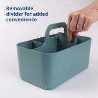 1 x RAW Customer Returns BLUE GINKGO Multipurpose Basket Organizer - Stackable Plastic Basket with Handle Cleaning Basket, Craft Basket, Desk Basket, Art and Makeup Storage Rectangle - Green - RRP €19.15