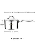 3 x Brand New VENTION Induction Stainless Steel Saucepan with Spout, 16 cm 1.5L Saucepan with Lid 3-Layer Stainless Steel  - RRP €64.8