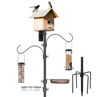 1 x RAW Customer Returns MIXXIDEA Bird House Pole Bracket Set, Adjustable Hummingbird Bird Feeder Pole Support Bar Universal Stand Set with 5 Prongs for Outdoor Yard Black The bird house is not included  - RRP €53.36