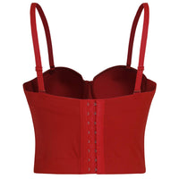 1 x RAW Customer Returns Charmian women s spaghetti straps push up faux leather bustier crop top bra red XX-Large - RRP €42.07