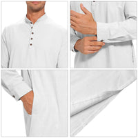 1 x RAW Customer Returns YAOHUOLE Men s Kaftan Long Sleeve Leisure Thobe Men s Kaftan Long with Pockets White L - RRP €28.21