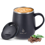 1 x RAW Customer Returns Ideus Coffee Mug 16 oz Double Wall Vacuum Insulated Stainless Steel Coffee and Tea Mug with Non-Slip Handle and Large Capacity Sliding Module Lid Black  - RRP €24.99