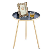 1 x RAW Customer Returns APICIZON side table metal, coffee table round 41 x 49cm, living room table with protective edge, Scandinavian style, bedside table sofa table for bedroom, grey gold - RRP €34.27