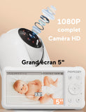 1 x RAW Customer Returns momcozy baby monitor with camera 1080P HD 5 inch video baby monitor without WiFi 5000mAh battery 2-way talk remote PTZ VOX lullabies temperature sensor split screen - RRP €141.17